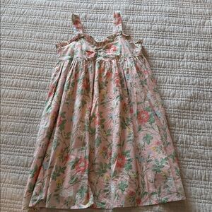 Janie and Jack Pink Floral Sundress with Green Leaf Print